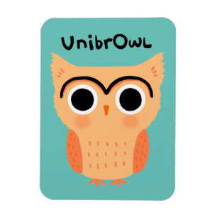 UnibrOwl Unibrow Owl   Funny Cute Eyebrows Owl Magnet