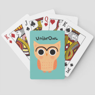 UnibrOwl Unibrow Owl   Funny Cute Eyebrows Owl Playing Cards
