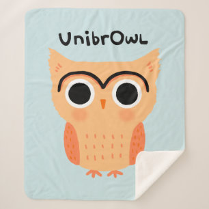UnibrOwl Unibrow Owl Funny Cute Eyebrows Owl Sherpa Blanket