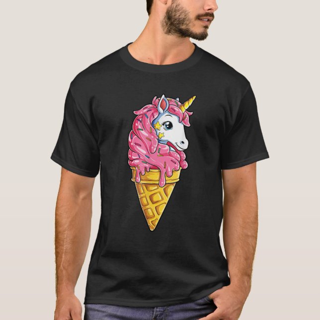 Unicone Unicorn  Ice Cream Cone Rainbow Gifts Girl T-Shirt (Front)