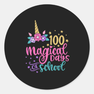 Unicorn 100 Magical Days Of School Classic Round Sticker