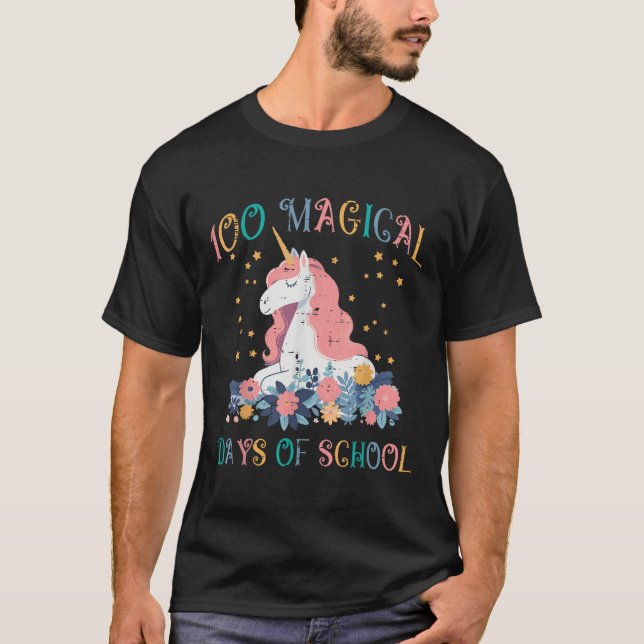 Unicorn 100 Magical Days School 100th Day Toddler  T-Shirt (Front)