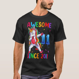 Unicorn 11th Birthday Outfit For Girls Awesome 11  T-Shirt