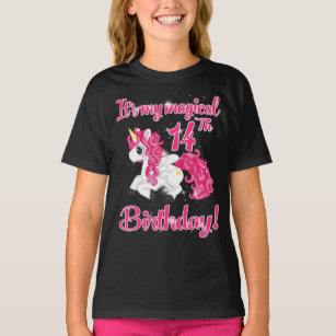 Unicorn 14th Birthday Party Shirt Girl 14 Years Ol