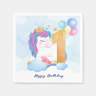 Unicorn 1st Birthday Napkin