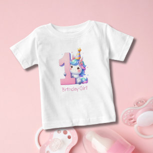 Unicorn 1st First Girls Birthday T-shirt