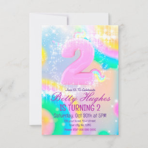 Unicorn 2nd Birthday Invitation