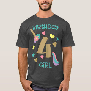 Unicorn 4th Birthday Birthday Girl T T-Shirt