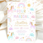 Unicorn 4th Birthday Invitation, Four Ever Magical Invitation<br><div class="desc">Unicorn 4th Birthday Invitation, Four Ever Magical Invitation, Magical Party Invite, Pastel Rainbow Unicorn Invitation, Editable Template, Unicorn Invitation Four, Unicorn Birthday Invitation, Four Magical, Rainbow Invitation 4th, Rainbow 4th Birthday, Kids Birthday Invitation, Four Ever Magical E Card, Unicorn Theme Birthday 4th Digital, Invitation Edit on Canvas, 4ever Magical Invitation,...</div>