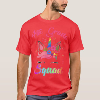 Unicorn 4th Grade Squad Teacher Student Team Back  T-Shirt