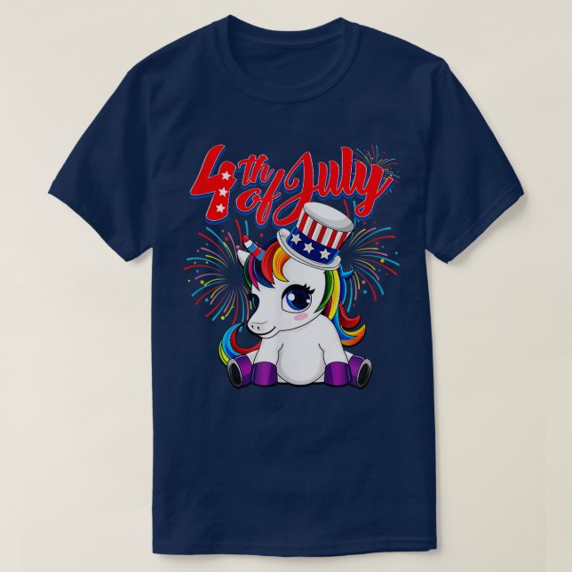 Unicorn 4th Of July Pullover T-Shirt (Design Front)