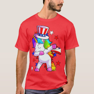 Unicorn 4th of July  Women Toddler Girls American  T-Shirt