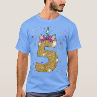 Unicorn 5th Birthday Girl Five 5 Years Old T-Shirt