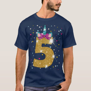 Unicorn 5th Birthday Girl Five 5 Years Old  T-Shirt