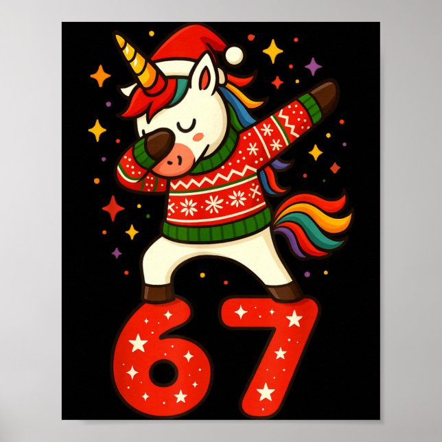 Unicorn 67 Meme Six Seven Funny Christmas  Poster (Front)