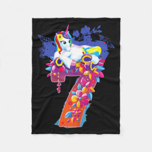 Unicorn 7 year old girl birthday shirt happy fleece blanket