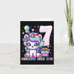Unicorn 7th Birthday 7 Year Old Unicorn Party Girl Card