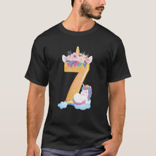 Unicorn 7Th Birthday Gifts For 7 Year Old Girl T-Shirt