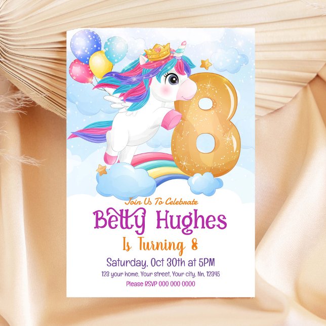 Unicorn 8th Birthday Invitation (Creator Uploaded)