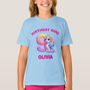 Unicorn 9th Birthday Girls T-shirt Custom Name