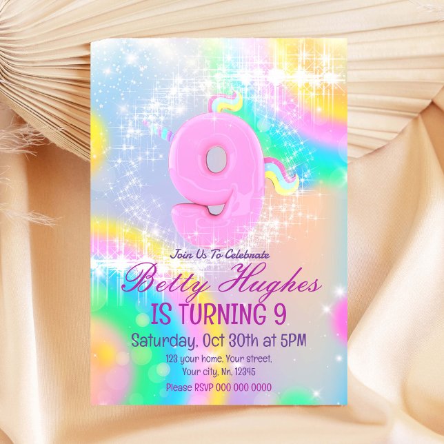 Unicorn 9th Birthday Invitation (Creator Uploaded)