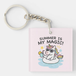 Unicorn acrylic lake "Summer is my magic! Key Ring