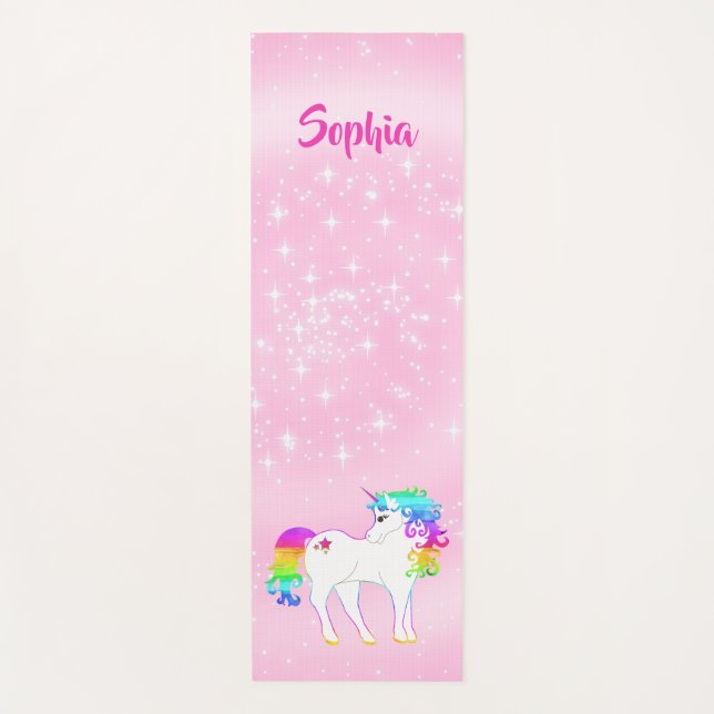 Unicorn Active  Whimsical Pink Stars Yoga Mat (Front)