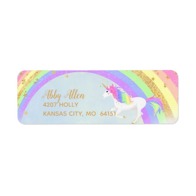 Unicorn Address Labels | Magical Gold (Front)