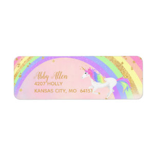 Unicorn Address Labels Magical Pink & Gold