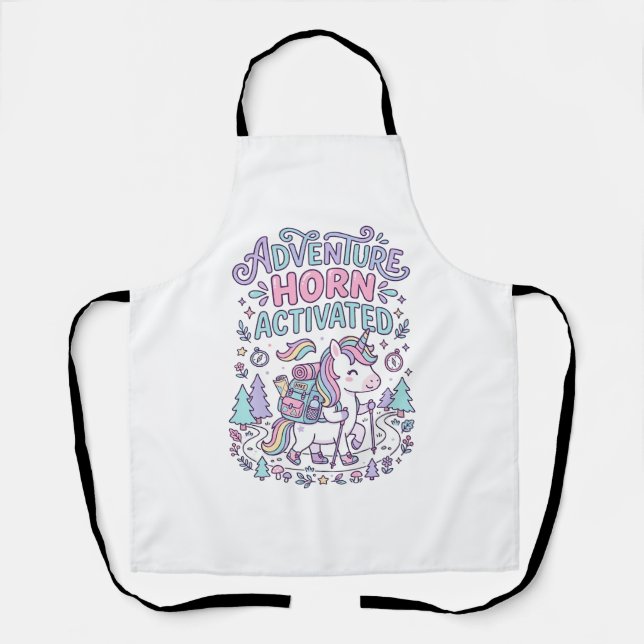 Unicorn Adventure Horn Activated Cute Pastel Graph Apron (Front)