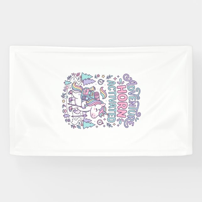 Unicorn Adventure Horn Activated Cute Pastel Graph Banner (Horizontal)