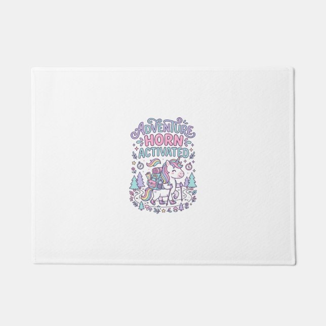 Unicorn Adventure Horn Activated Cute Pastel Graph Doormat (Front)