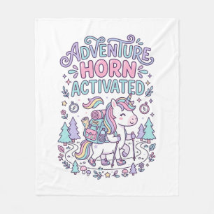 Unicorn Adventure Horn Activated Cute Pastel Graph Fleece Blanket