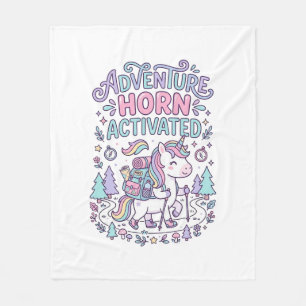 Unicorn Adventure Horn Activated Cute Pastel Graph Fleece Blanket