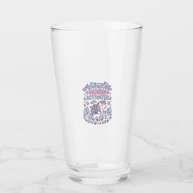 Unicorn Adventure Horn Activated Cute Pastel Graph Glass (Front)