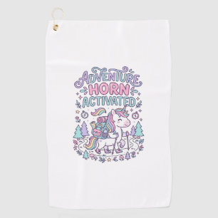 Unicorn Adventure Horn Activated Cute Pastel Graph Golf Towel