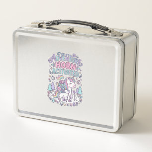 Unicorn Adventure Horn Activated Cute Pastel Graph Metal Lunch Box