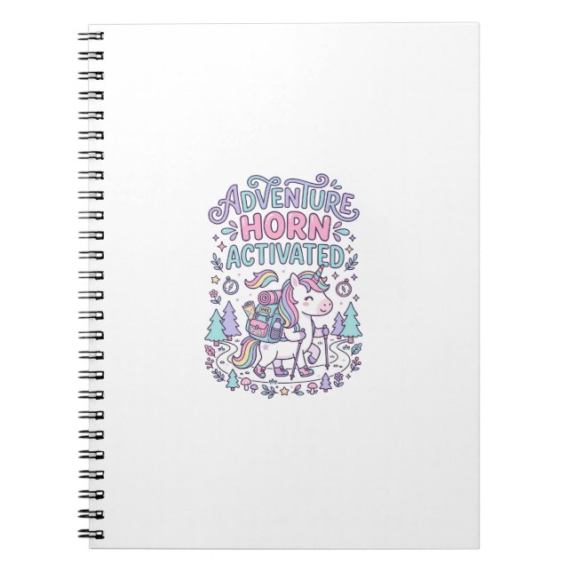 Unicorn Adventure Horn Activated Cute Pastel Graph Notebook (Front)