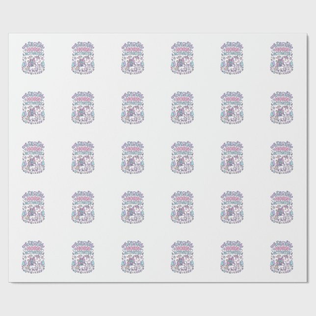 Unicorn Adventure Horn Activated Cute Pastel Graph Wrapping Paper (Flat)