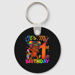 Unicorn Afro 1st Birthday Girl Natural Hair Afro A Key Ring