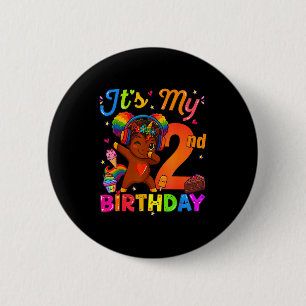 Unicorn Afro 2nd Birthday Girl Natural Hair Afro A 6 Cm Round Badge