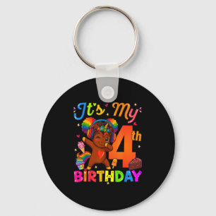Unicorn Afro 4th Birthday Girl Natural Hair Afro A Key Ring