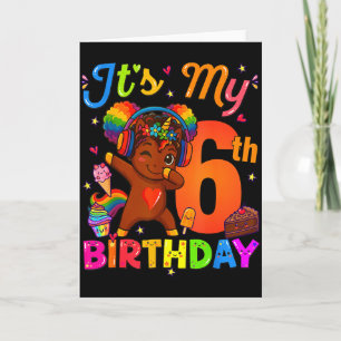 Unicorn Afro 6th Birthday Girl Natural Hair Afro A Card