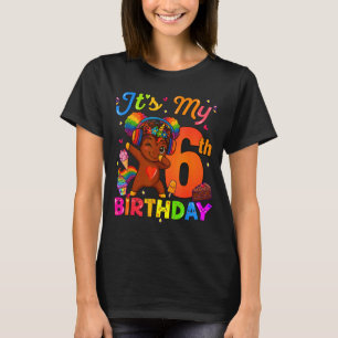 Unicorn Afro 6th Birthday Girl Natural Hair Afro A T-Shirt