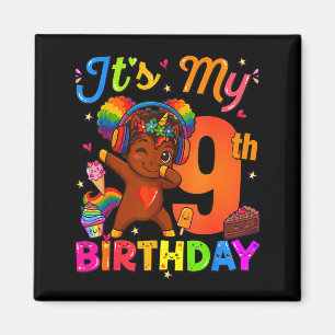 Unicorn Afro 9th Birthday Girl Natural Hair Afro A Magnet