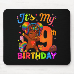 Unicorn Afro 9th Birthday Girl Natural Hair Afro A Mouse Mat