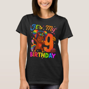 Unicorn Afro 9th Birthday Girl Natural Hair Afro A T-Shirt