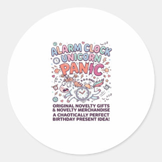 Unicorn Alarm Clock Unicorn Panic Bold Typography  Classic Round Sticker