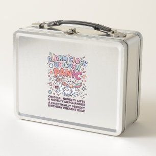 Unicorn Alarm Clock Unicorn Panic Bold Typography Metal Lunch Box
