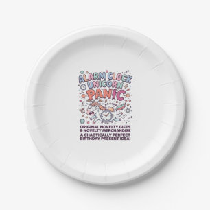 Unicorn Alarm Clock Unicorn Panic Bold Typography Paper Plate